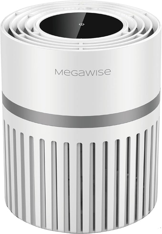MEGAWISE EPI810 Air Purifier for Small Rooms | Captures Dust, Smoke, Pet Hair | Ideal for Home, Office, Bedroom (White)