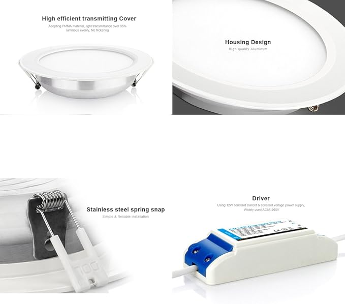 LGIDTECH FUT066 Miboxer 12W RGB+CCT Led Recessed Ceiling Downlight AC 100-240V, RGB Color Changing,Color Temperature Adjustable,Smartphone Can't Control Directly