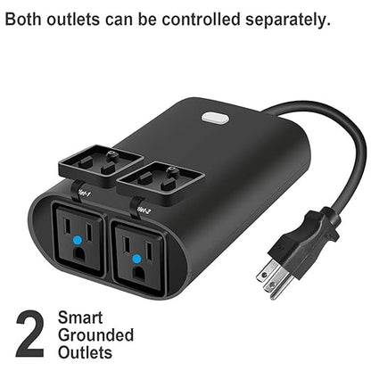 Eva Logjk Outdoor Smart Plug, 2.4G WiFi IP65 Waterproof Weather Resistant Plug-in with Alexa & Google Home, 2 Independent Outlets