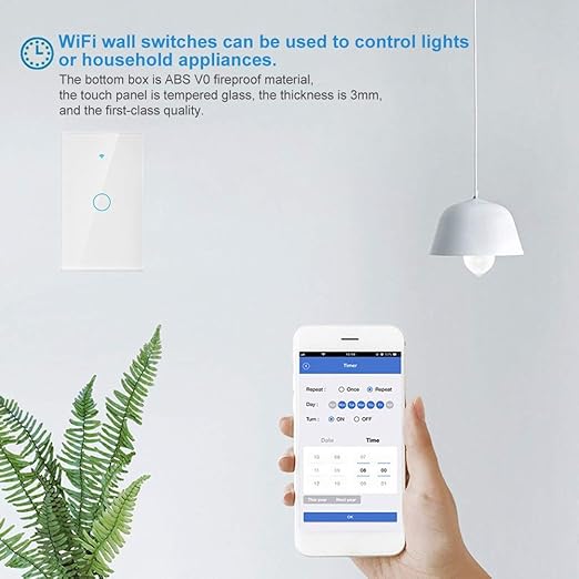 WiFi Touch Screen Smart Switch and Home Control | 1-Way AC Panel with Remote App Control (White)