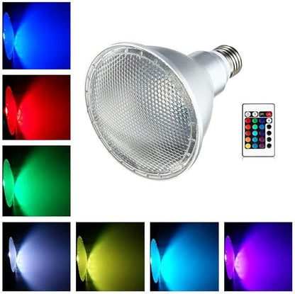 DUDU Led Colored Light Bulb E27 10W PAR30 RGB Dimmable Spotlight 16 Color Changing with IR Remote Control for Home, Living Room, Party Decoration Waterproof Indoor Floodlight