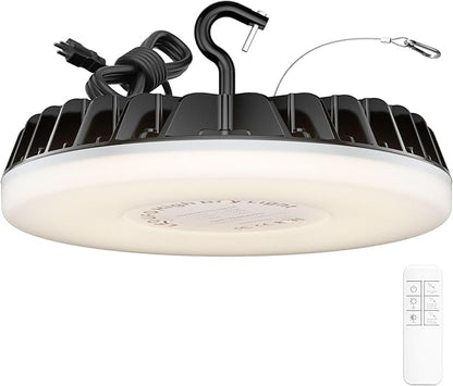 Smart High Bay Led Shop Lights 200W - Micware Motion Sensor 24000LM UFO LED High Bay Light with Multi-Function Remote, 10%-100% Dimmable IP65 Waterproof 5000k Garage Lighting