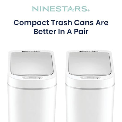 Ninestars Automatic Motion Sensor Bathroom Trash Can, 1.8 Gallon Smart Opening Garbage Bin for Bathroom, Bedroom, Kitchen, Office 2 Pack