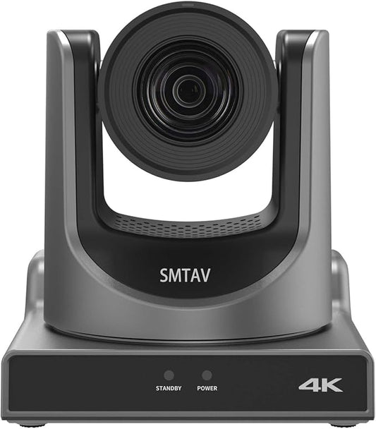 SMTAV 20X Optics Zoom 4KP60UHD NDI PTZ Camera, Support AI Auto Tracking and POE with Network IP Live Streaming, Simultaneous NDMi 3G-SDI and USB2.0 Video Output, for Conferences, Church, Teaching