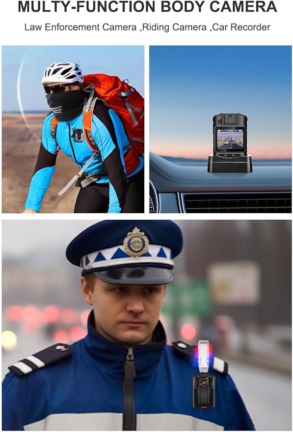 AeroTek Mini 4K Body Camera with Audio and Video Recording, GPS Bodycam with Ultra Infrared Night Vision and Fast Charging for Police, Law Enforcement and Delivery (256 GB Card)