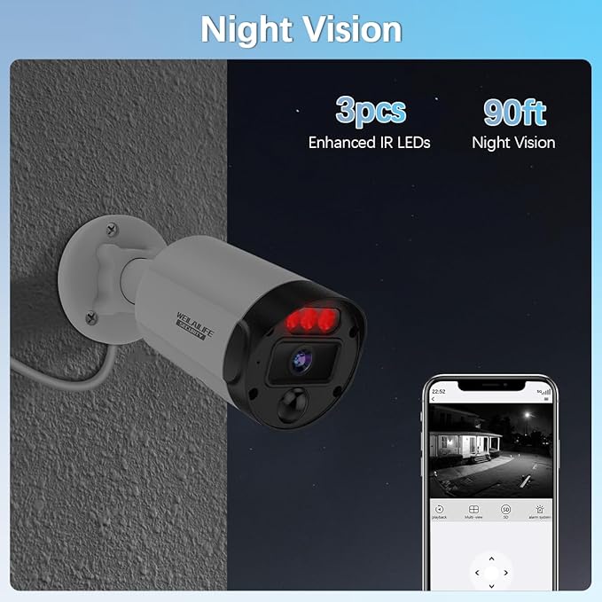 【130° Ultra Wide-Angle & 2-Way Audio】 Outdoor Wired Security Camera System, Wired Home Security Camera System, Home Video Surveillance System