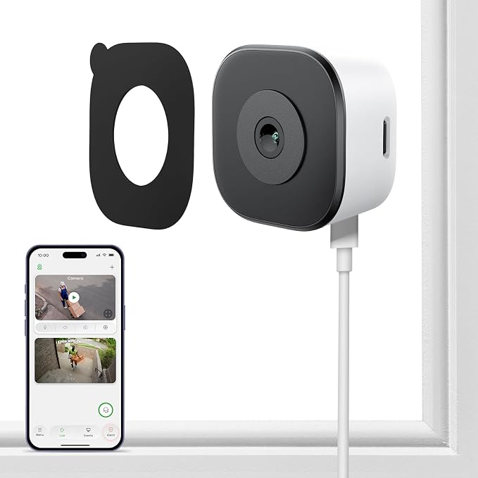 3MP 2K Window Camera for Home Security, 5Ghz & 2.4Ghz WiFi Human Detection Alert, AI Full Color Night Vision with Anti-Glare No Reflection 24/7 Recording, Easy to Install for House/Apartment (1 Pack)