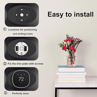 Wall Plate Cover Compatible with Ecobee Smart Thermostat Essential, Practical Ecobee Thermostat Trim Kit, Programmable WiFi Thermostat Accessory (Blcak)