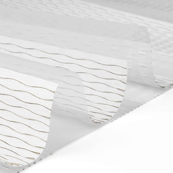 Motorized Zebra Blinds with Remote, Work with HomeKit Alexa, Smart Light Filtering Horizontal Automatic Electric Window Shades for Home Office Customsize(80% Blackout Oceanwave White)