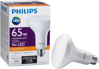 Philips LED Dimmable BR30 Light Bulb: 650-Lumen, 2700-Kelvin, 9-Watt (65-Watt Equivalent), E26 Base, Soft White, 8-Pack