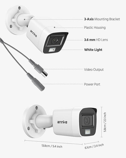 ANNKE 4 Packed 2.0MP 1080P 1920TVL Wired Security Camera Kits, HD TVI Add-on Outdoor CCTV Cameras, Smart Dual Light, IP66 Weatherproof Housing, Home Surveillance Bullet Cam