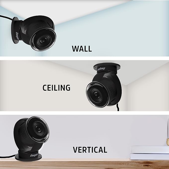 Energizer Smart Wi-Fi Indoor Camera 2-Pack with Smart Wall Tap Outlets, 1080P, Cloud/Micro-SD Card Recording, 2-Way Audio, Night Vision, Remote Access, Motion Alerts, Activity Zones, 2.4GHz Wi-Fi