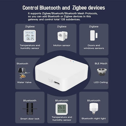Smart Multi-mode Gateway: ZigBee 3.0 & Bluetooth & Mesh Hub, App Remote Control, Intelligent Bridge Wireless Smart Home Gateway Voice Control via Alexa/Google Home (ONLY Surport Tuya Smart Devices)