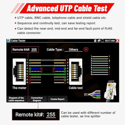 Wsdcam 7 Inch All in One IPS Touch Screen IP Camera Tester Security CCTV Tester Monitor with SDI/TVI/AHD/CVI/POE/4K H.265/1080p HDMI in&Out/RJ45-TDR/Firmware Update Upgraded 9800ADHS-Plus