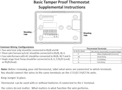 ControlTemp CT400 Advanced Tamper Proof Thermostat, 5.5''Wx3.75''Hx1''D