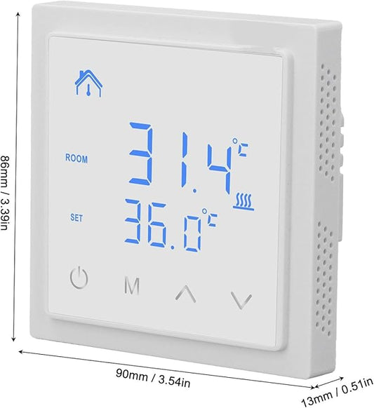 Smart Electric Floor Heating Thermostat 16A AC85V‑250V Home Thermostat, Easy Installation and Accurate Temperature Control (White)