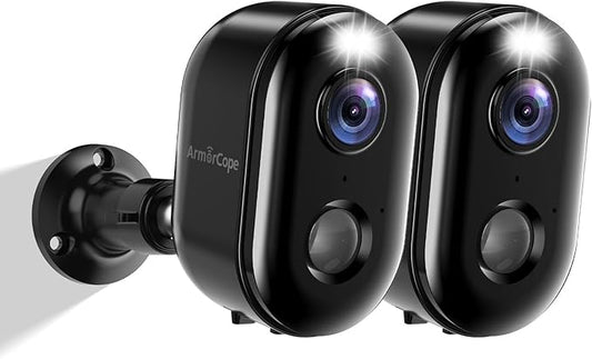 Armorcope Security Cameras Wireless Outdoor, Battery Powered 2k Color Night Vision, AI Motion Detection,IP66 Weatherproof, 2-Way Talk, SD/Cloud Storage,Cameras for Home Security-2 Pack