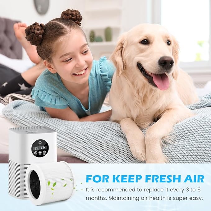 A1 Replacement Filter, 2PCS 3-in-1 H13 True HEPA Air Cleaner Filters Compatible with VEWIOR Air Purifier, HQKJ-80,HQKJ-50,HQSC-50,KOIOS HQKJ-50, AP01W