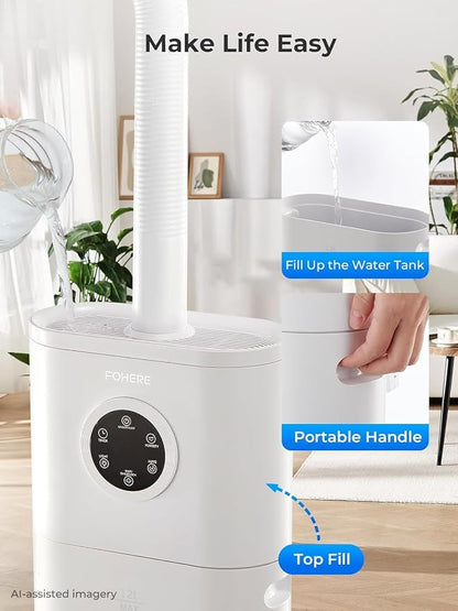 FOHERE 12L Humidifier for Large Room 1000ft², 120H Runtime, 1000ml/h Mist