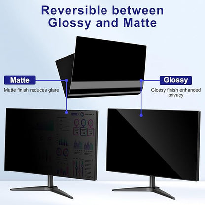 27 Inch Privacy Screen for Computer Monitor 16:9 Aspect Ratio, Eye Protection Anti Blue Light Glare Shield, 27 Inch Removable Black Blackout Anti Spy Desktop Security Private Filter