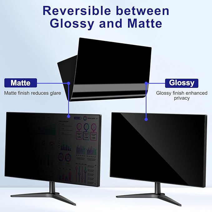 23.8 Inch Privacy Screen for Computer Monitor 16:9 Aspect Ratio, Eye Protection Anti Blue Light Glare Shield, 23.8inch Removable Black Blackout Anti Spy Desktop Security Private Filter