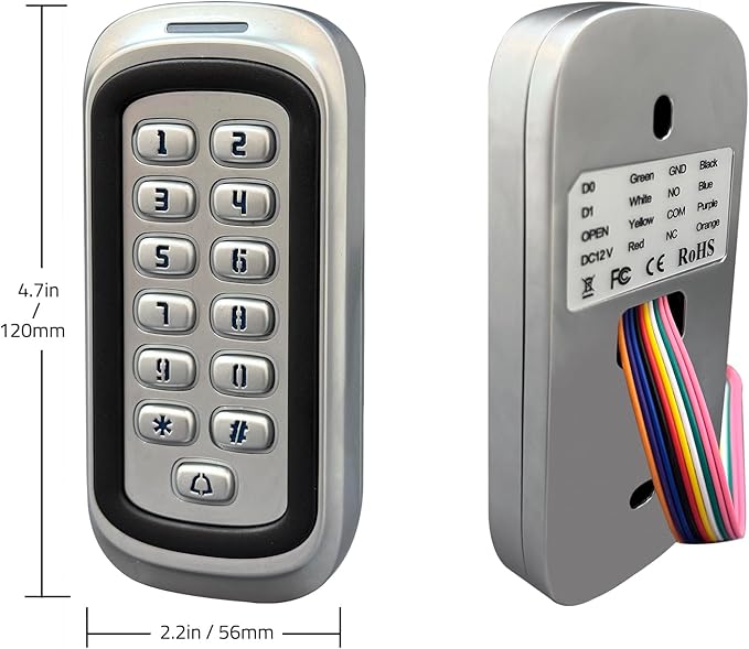 Wireless WiFi Access Control Keypad, 12V DC Metal Door Access Control System, IP68 Waterproof, TUYA Wireless Remote Unlock, Universal Keyless Entry Keypad for Garage Door Opener, Gate Opener
