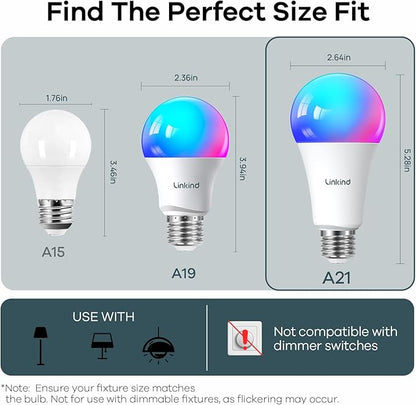 Linkind Matter Smart Light Bubs 1600LM 2 Pack Matter Smart Light Bulbs BR30 650LM 4 Pack, Work with Apple Home/Alexa/Siri/Google Home/SmartThings