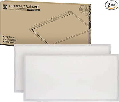 ASD 2 Pack 2x4 LED Flat Panel Light - 40W UL DLC | 5160LM 4000K (Bright White) Dimmable 2x4 LED Drop Ceiling Light Fixture | 2x4 Drop Ceiling Lights, Commercial Lights for Ceiling