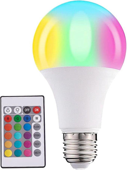 6 Moods RGB Light Bulbs - E27 Screw Base Bulb | 16 Color LED Remote Control Bulb | 5W Color Changing LED Bulb | 5W A60 Colorful RGB Bulb | Smart RGB Dimmable Light Bulbs with Remote Control