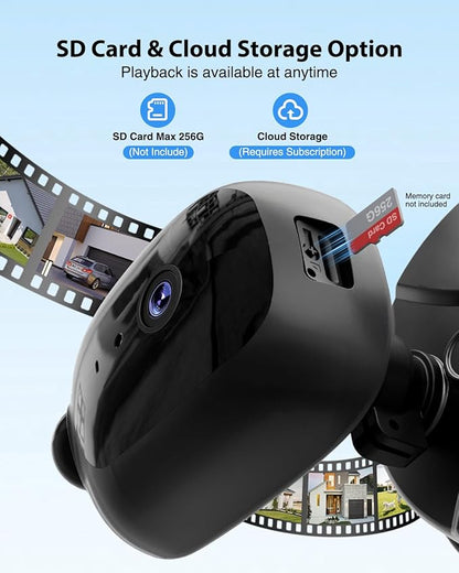Floodlight Camera Hardwired 6500LM, 2K HD Security Camera Outdoor with Motion-Activated, 2.4G WiFi, Color Night Vision, 24/7 Recording, 2-Way Audio, Built-in Siren, Works with Alexa & Google