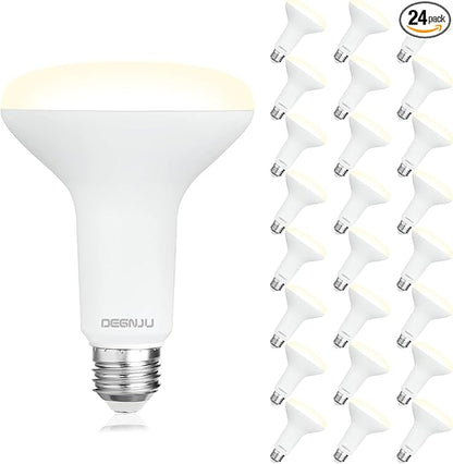 DEGNJU 24 Pack Indoor Flood Light Bulbs, BR30 LED Bulb 7W Equivalent 65W, Dimmable Recessed Light Bulbs, 650LM 3000K Warm White 15000 Lifetime LED Can Lights Bulb, Interior Home E26 Base