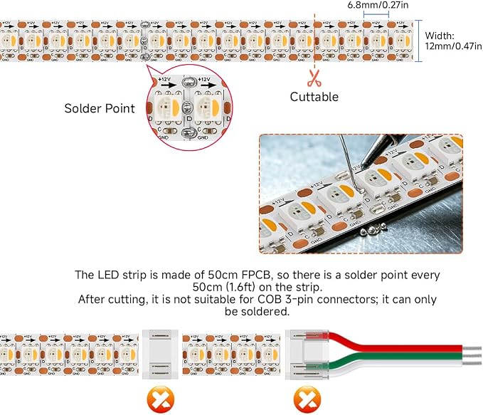BTF-LIGHTING RGB+Natural White SK6812 LED Strip 3.28FT 144LED IP65 DC12V | RGBW Individually Addressable UL Listed 4 Colors in 1 Light (Similar WS2812B) White PCB(No Adapter or Controller)