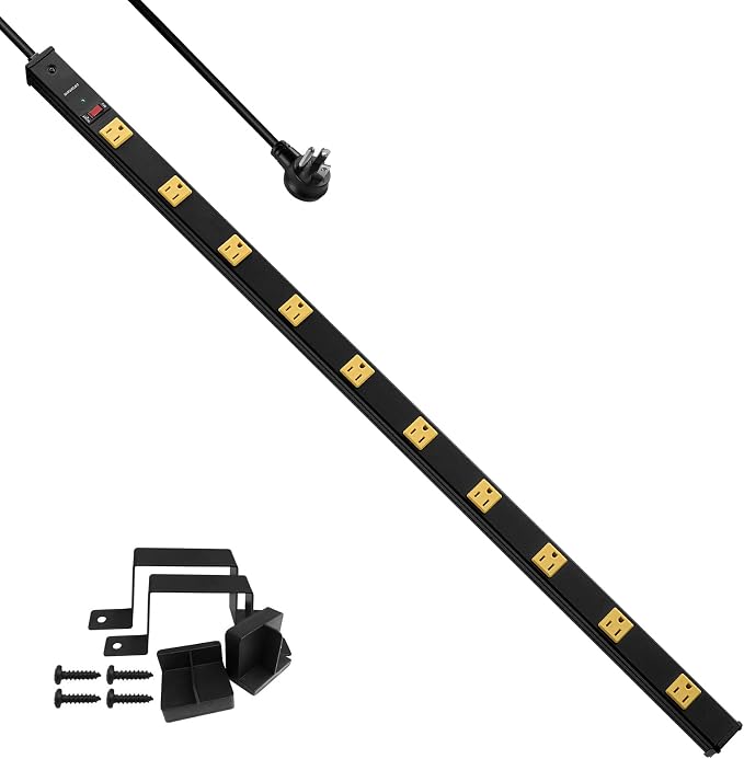 SURAIELEC 10 Outlet Long Power Strip, 1000 Joules Surge Protector