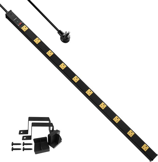 SURAIELEC 10 Outlet Long Power Strip, 1000 Joules Surge Protector