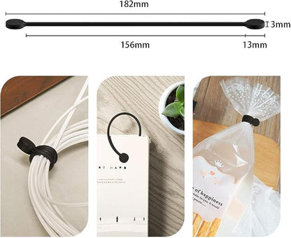 SMART&COOL Reusable Silicone Magnetic Cable Ties for Bundling and Organizing, Holding Stuff, Book Markers, Fridge Magnets, Assorted Color, 7.16'' (10-Pack, Black) | For Bundling and Organizing, Holding Stuff, Book Markers, Fridge Magnets