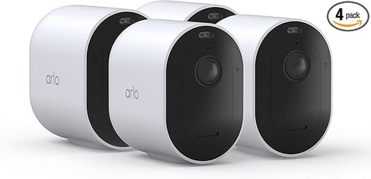 Arlo Pro 5S 2K Wireless Camera with Spotlight, Color Night Vision, Motion Detection, Dual-Band Wi-Fi, 2-Way Audio, Integrated Siren, White, 4 Pack, VMC4460P (Renewed)