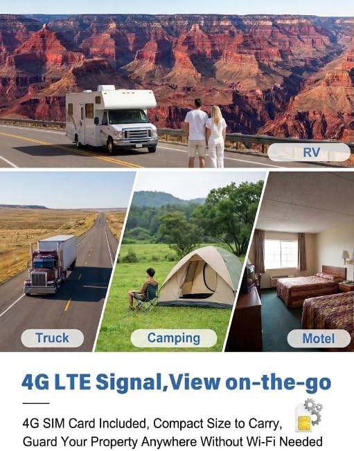 4G LTE Cellular Security Camera 2K HD No WiFi Needed Travel Camera