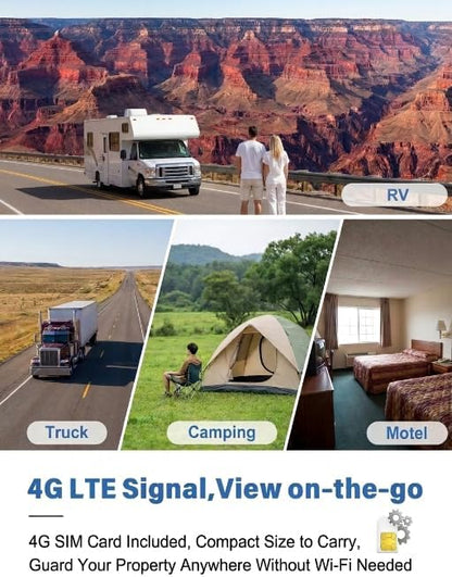 4G LTE Cellular Security Camera 2K HD No WiFi Needed Travel Camera