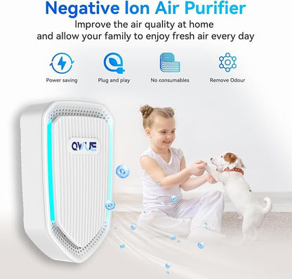 3 Pack Plug In Air Purifiers, Filterless Negative Ion Air Ionizers, Quiet Pet Odor Eliminator for Smoke, Dust, Cooking Smells, Air Purifiers for Bedroom, Litter Box, Kitchen, Bathroom