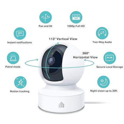 Kasa Smart 4MP 2K Security Camera Outdoor Wired & Pan/Tilt Smart Security Camera, 1080p HD Dog Camera 2.4GHz with Night Vision, Motion Detection