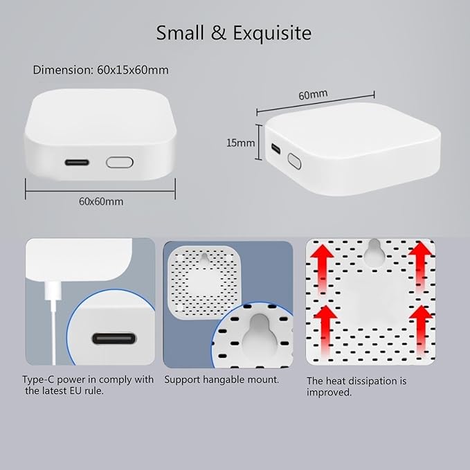 Bluetooth SIG Mesh Wireless Hub Gateway, 2.4GHz WiFi Required, Compatible with Alexa, Google Home, IFTTT, Works with Tuya/Smartlife APP, Smart Bridge for Home Automation Devices