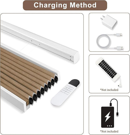 Godark Motorized TDBU Cellular Shades with Remote Control Smart Honeycomb Blinds Compatible with Alexa Google Home Smarthings Custom Double Cellular Blackout for Indoor Windows Doors-Brown