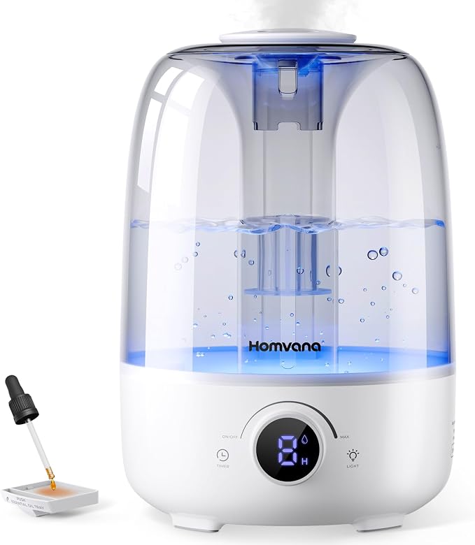 Homvana 4L Top-Fill Cool Mist Humidifiers for Bedroom, Large Room Plants