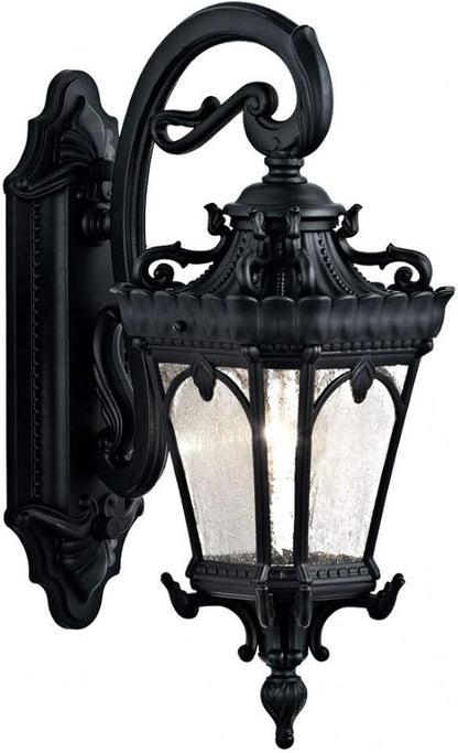 Kichler Tournai 18" 1 Light Outdoor Wall Light with Clear Seeded Glass in Textured Black