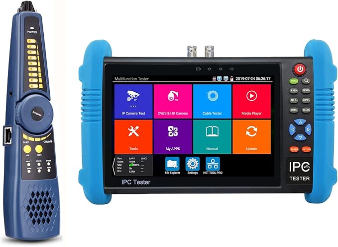 EVERSECU 7 Inch Touch Screen 5 in 1 CCTV Tester with Cable Tracer, Support Upt to 4K IP Camera & 8.0 Megapixel AHD, TVI, CVI & CVBS Analog Camera, with Keyboard/IP Discovery/POE Output/APP