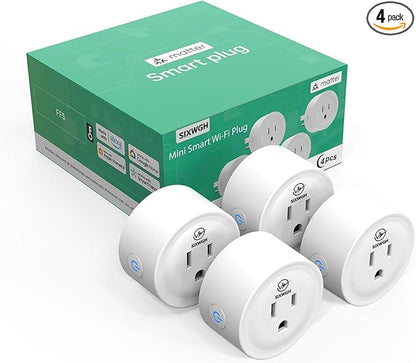 Smart Plug, Matter Compatible, Matter Hub Required, Easy Setup(FFS:Frustration-Free Setup), Work with Alexa, Google Home, Apple HomeKit(Siri)& SmartThings, 2.4 GHz Wi-Fi only (4 Pack)