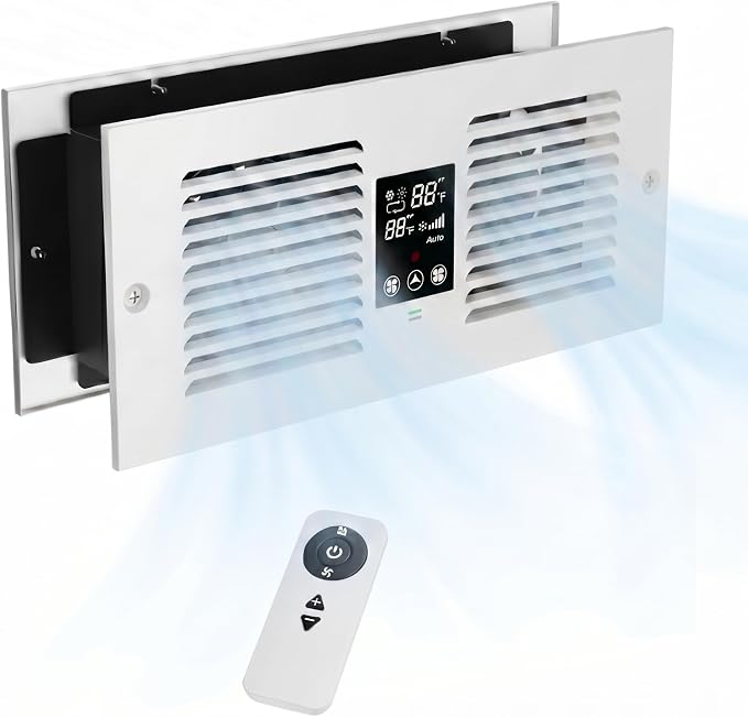 Hardwired Room to Room Fan, 300 CFM Through Wall Fan with Remote | No Plug, Cool Air Transfer, Thermostat 35F-99F, 5 Speeds, Fits 3.8-7.4 in Walls, Bedroom, Kitchen, Laundry