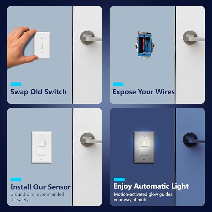 LIDER PIR Vacancy Motion Sensor Switch, LED, UL Listed, Matte White, 2-Pack | 1200 Sq. Ft. Coverage, No Neutral Required, No Ground Required, Adjustable Time Delay, Wall Plate Included, Guide Light