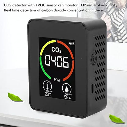 CO2 Detector TVOC Sensor Real Time Monitor Broad Utility Easy Reading, Ideal Present for Home, Charging with USB