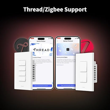 Aqara Smart Light Switch H2 (2-in-1 Neutral, 4 Buttons, 3 Channels), Thread/Zigbee Protocol, Wall Switch for Smart Home, Supports Apple Home, Google, Alexa, Matter Over Thread